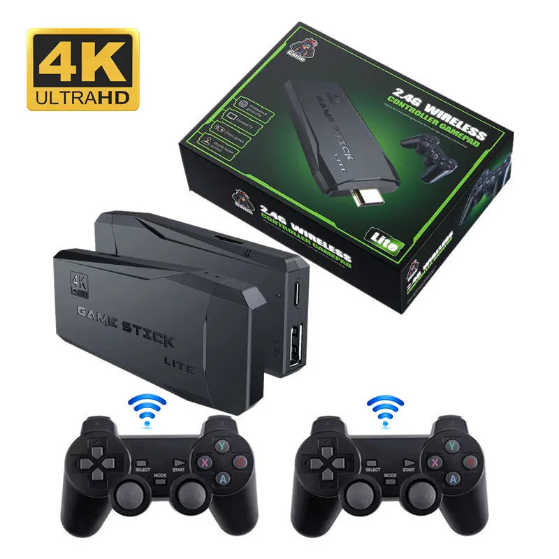 Game Stick Lite Retro 2.4g Controle Sem Fio 10 Mil Jogos 4k Preto