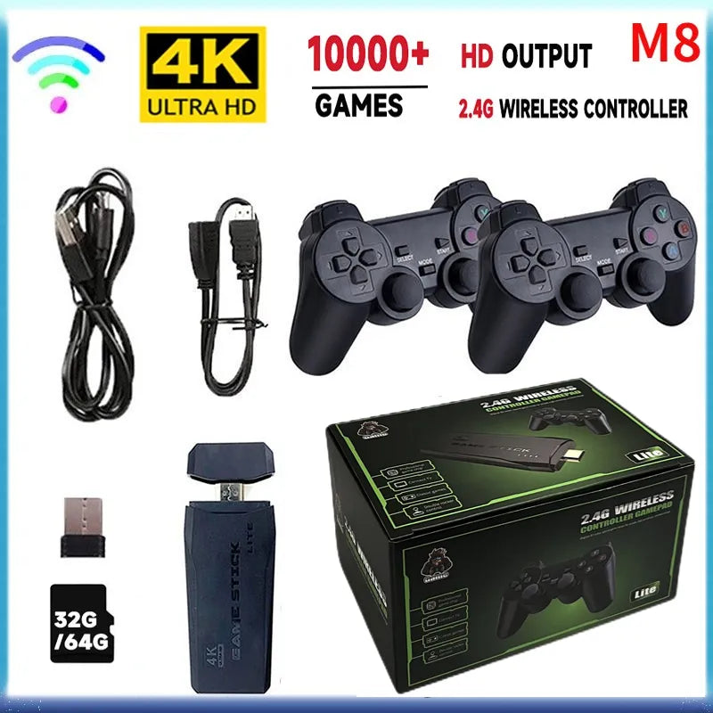 Game Stick Lite Retro 2.4g Controle Sem Fio 10 Mil Jogos 4k Preto